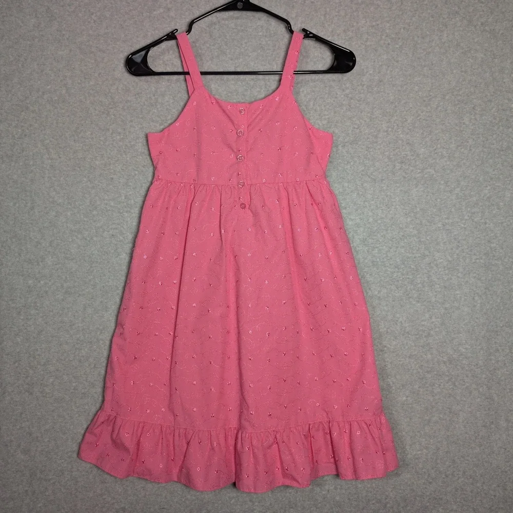 Penelope Mack Pink Eyelet Ruffle Sundress‎ Kids Size 10 Button Front Sleeveless